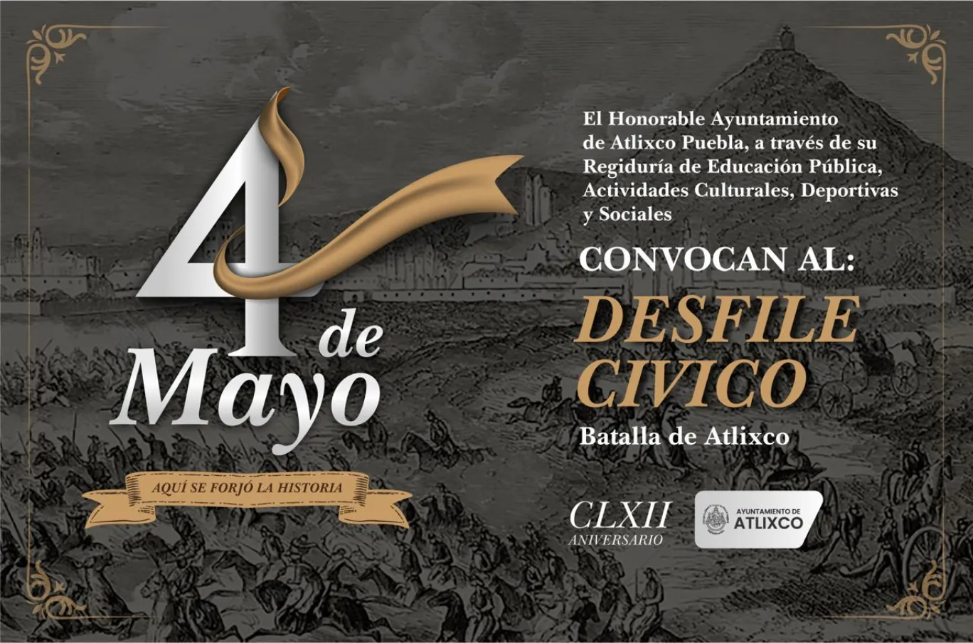 Participa en el Desfile Cívico Militar de la Batalla del 04 de mayo en Atlixco.