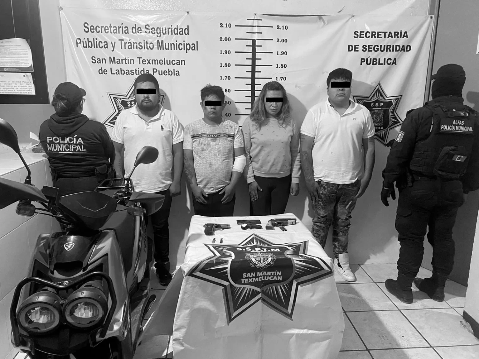 LA SSP DE SAN MARTÍN TEXMELUCAN ASEGURO A CUATRO PERSONAS CON ARMAS DE FUEGO