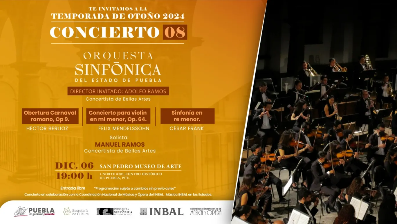 Ofrecerá Sinfónica de Puebla presentación con concertistas de Bellas Artes: Cultura