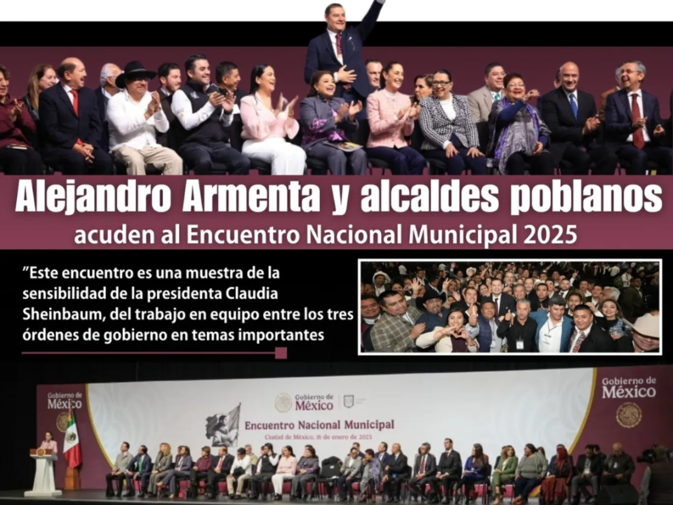 Alejandro Armenta y alcaldes poblanos acuden al Encuentro Nacional Municipal 2025