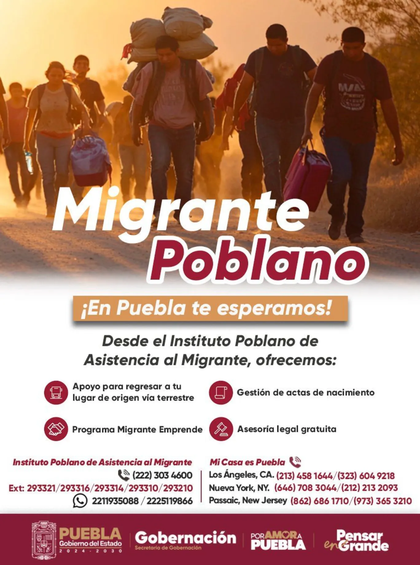 Empleo, educación, salud y vivienda, apoyos de Armenta para migrantes poblanos deportados de EE.UU.