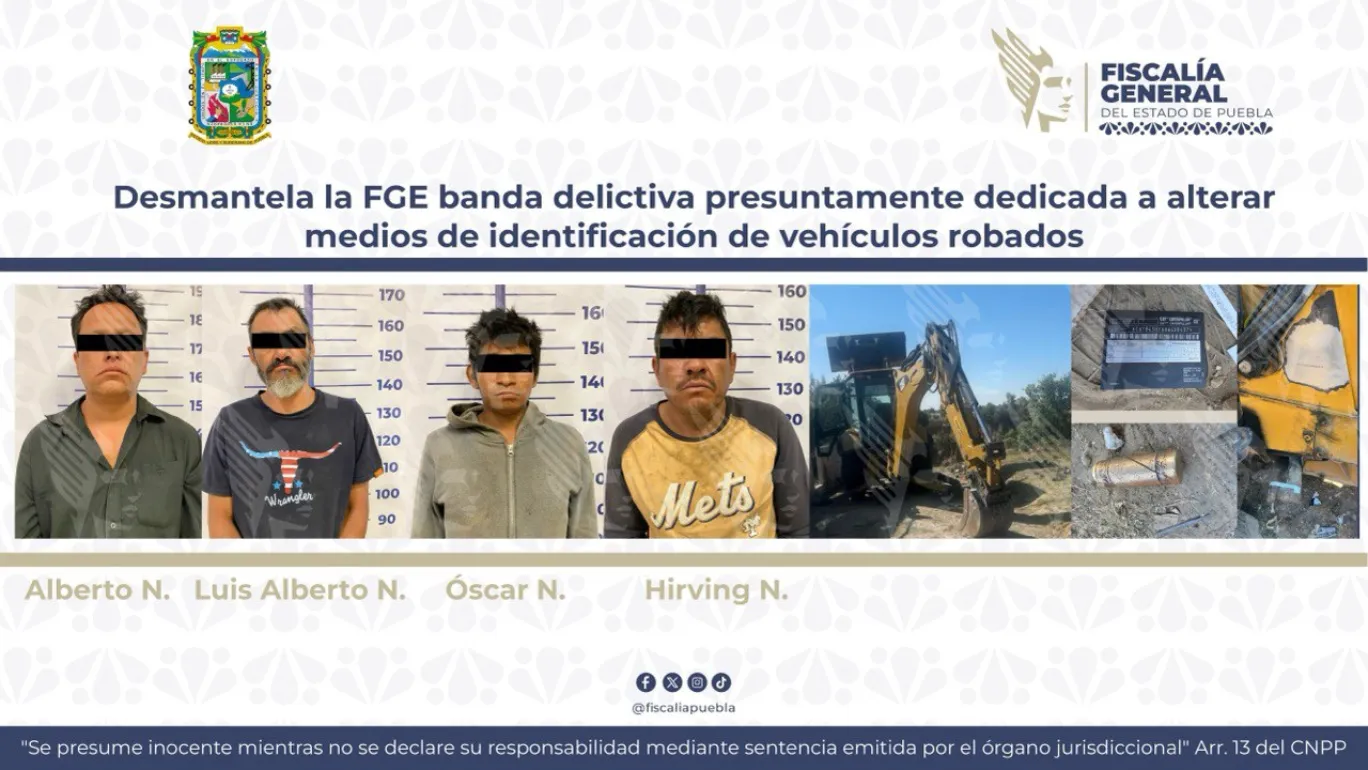 Desmantela la FGE banda delictiva presuntamente dedicada a alterar medios de identificación de vehículos robados