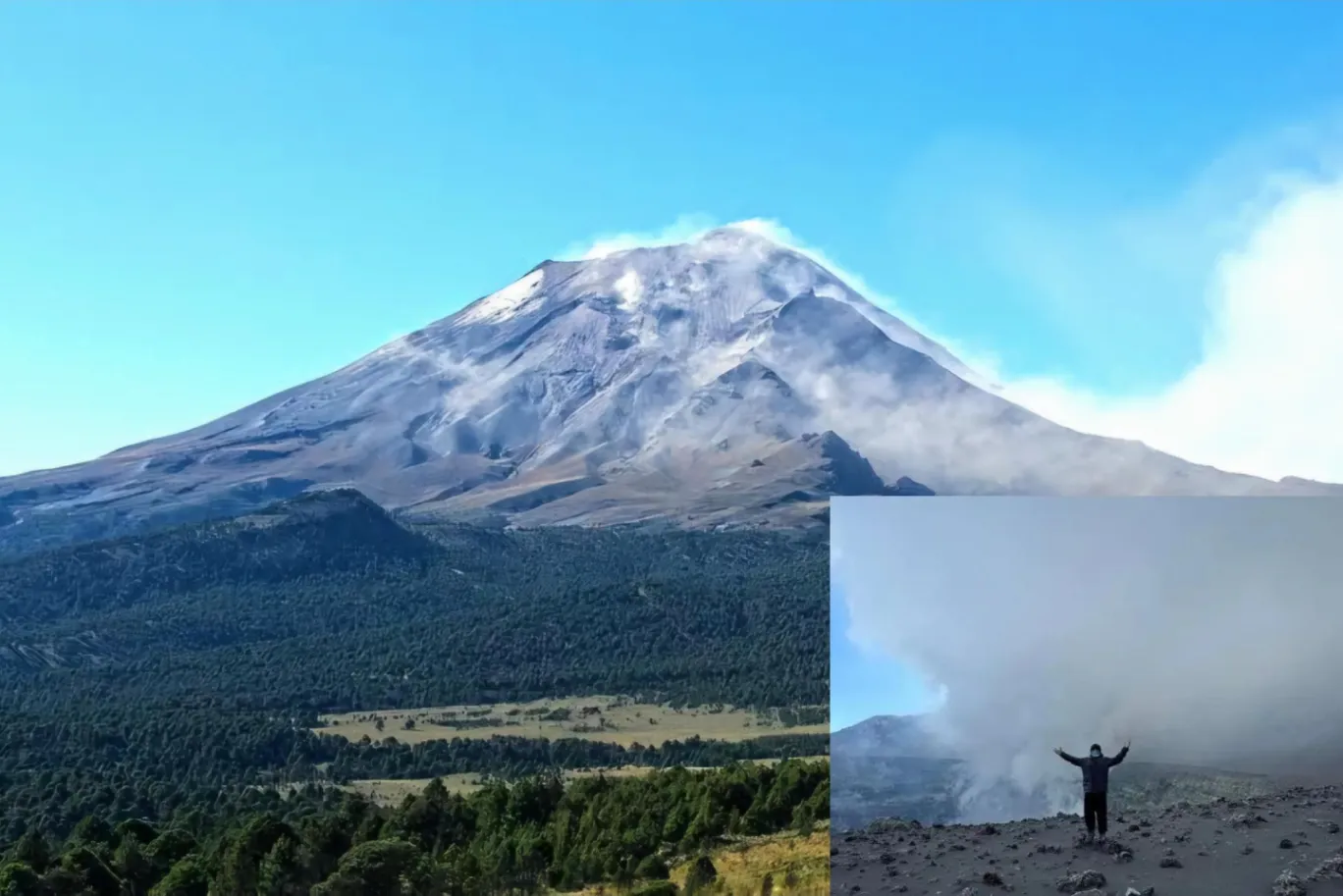 Intrépido alpinista escala el Popocatépetl y alcanza su cráter activo