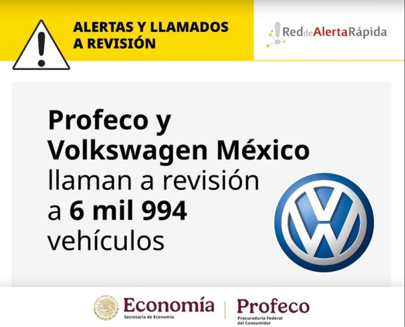 Volkswagen y Profeco emiten llamado a revisión para casi 7 mil vehículos en México