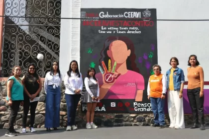 En Atlixco Ariadna Ayala se suma a la pinta de los murales por la pinta de los murales por la paz y la dignidad de las víctimas