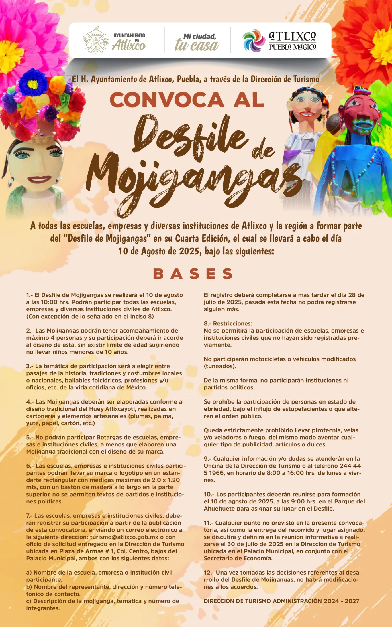 Ariadna Ayala presidenta municipal convoca al desfile de mojigangas 2025 en Atlixco