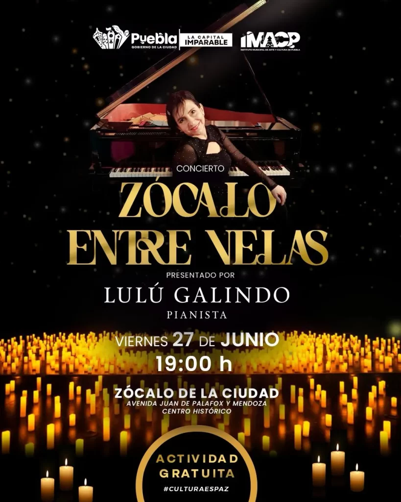 Invita IMACP a disfrutar del “Zócalo Entre Velas” con Lulú García en el marco de la FILIP