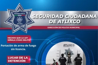 Secretaría de Seguridad Ciudadana de Atlixco detiene a hombre armado tras persecución