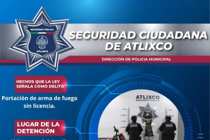 Secretaría de Seguridad Ciudadana de Atlixco detiene a hombre armado tras persecución