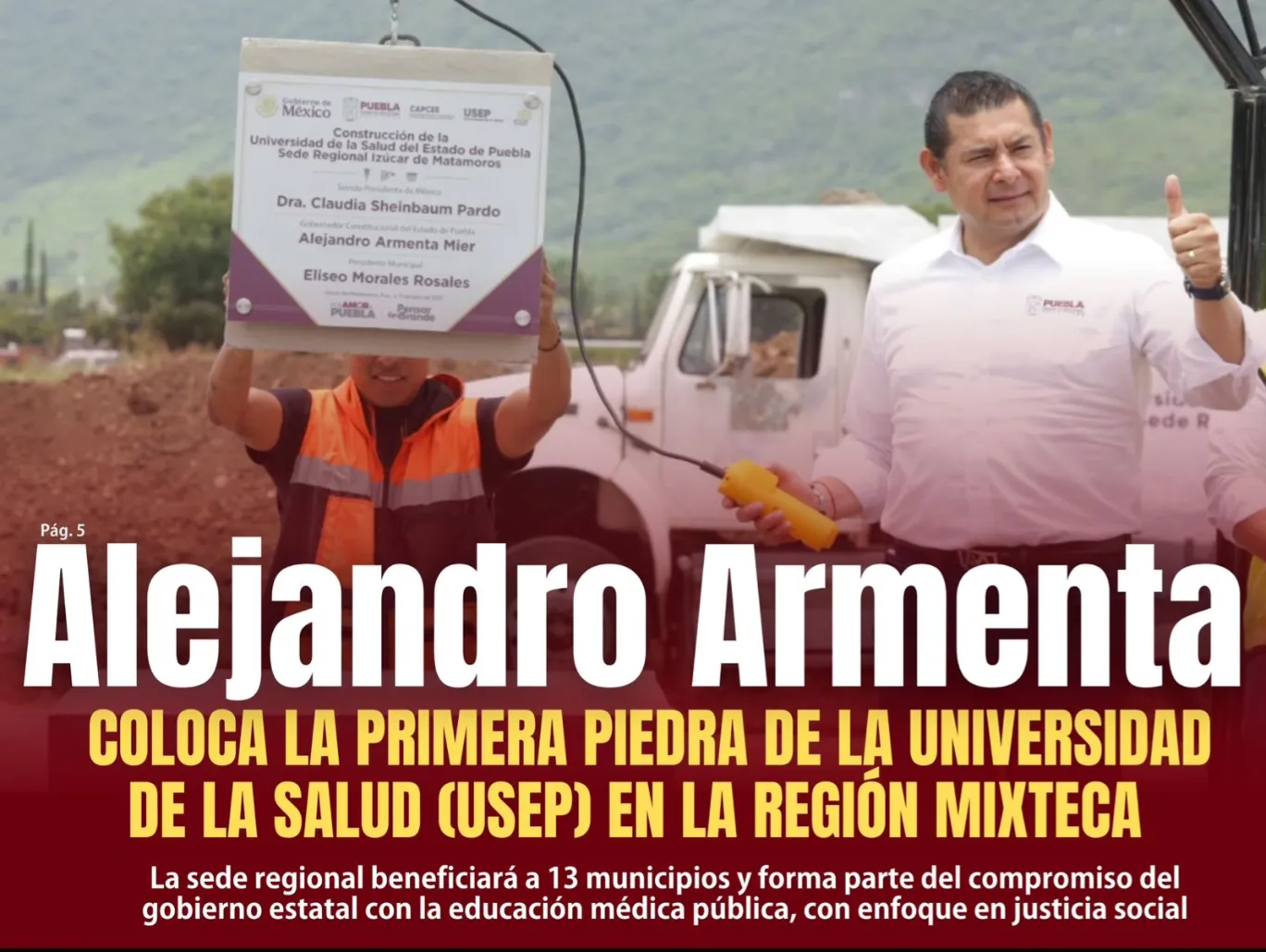 Alejandro Armenta coloca la primera piedra de la Universidad de la Salud (USEP) en la región mixteca