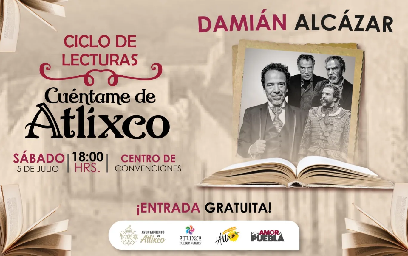 Ariadna Ayala, presidenta municipal, y el actor Damián Alcázar te invitan a redescubrir la historia de Atlixco en el ciclo de lecturas “cuéntame de Atlixco”