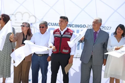 Arranca Omar Muñoz construcción de arco techos en bachilleratos de San Lorenzo Almecatla