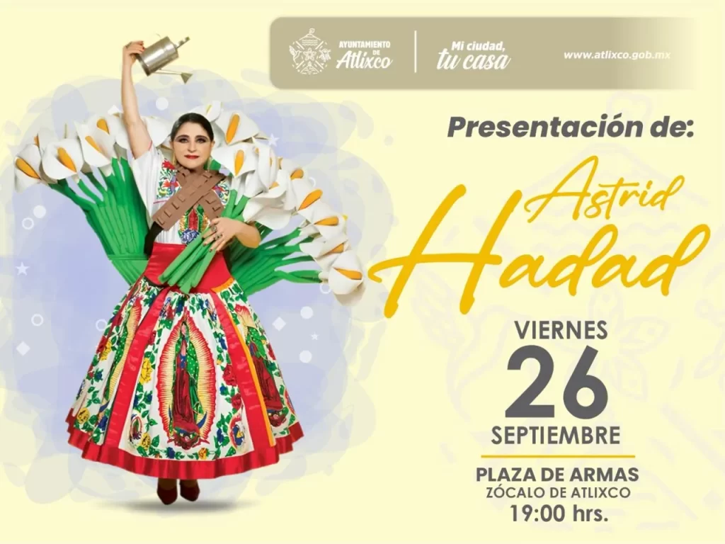 Ariadna Ayala invita a la presentación de Astrid Hadad en Atlixco