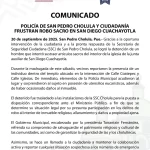 Policía de San Pedro Cholula y ciudadanía frustran robo sacro en San Diego Cuachayotla