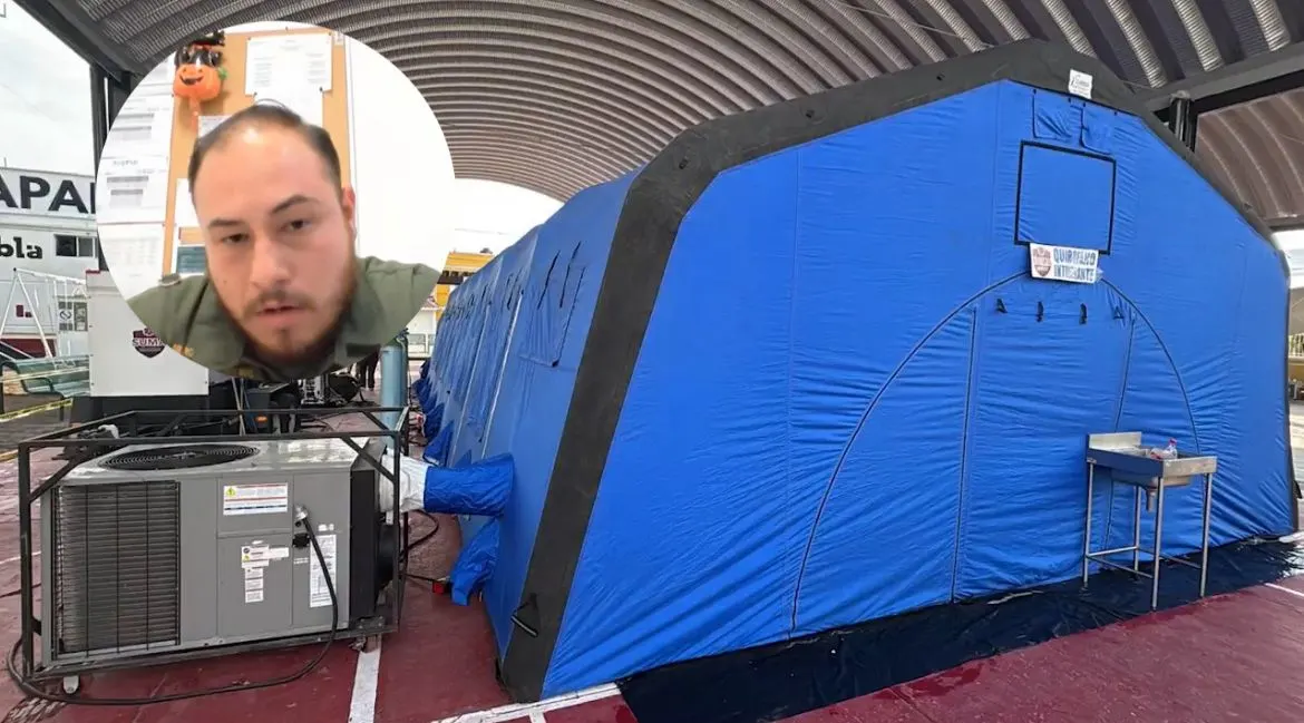 Hospital inflable llega a Xicotepec para atender a damnificados por las lluvias