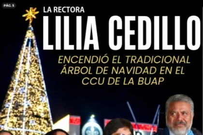 La rectora Lilia Cedillo encendió el tradicional Árbol de Navidad en el CCU de la BUAP