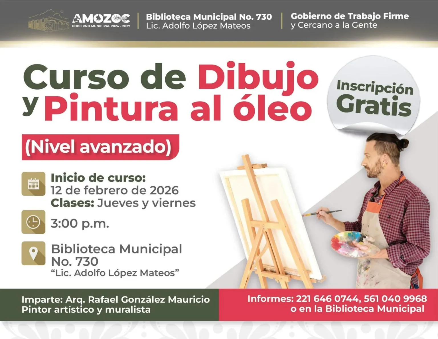 Amozoc impulsa el desarrollo artístico con curso de dibujo y pintura al óleo