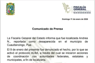 La FGE confirmó que Andrea Domínguez ya está con su familia