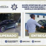 SSC CHOLULA FRUSTA ROBO y asegurar vehículo