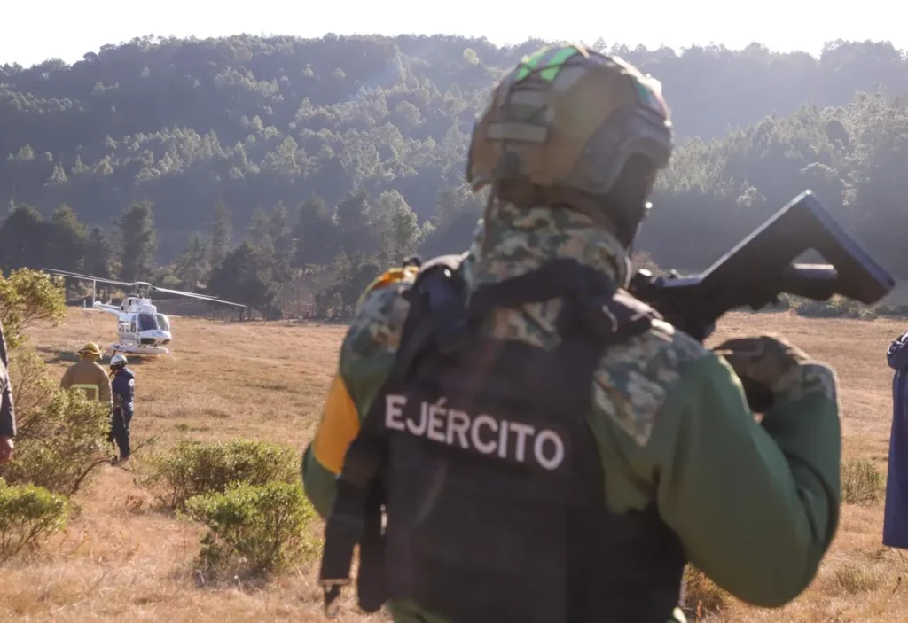 Alejandro Armenta sobrevoló el incendio en la sierra negra