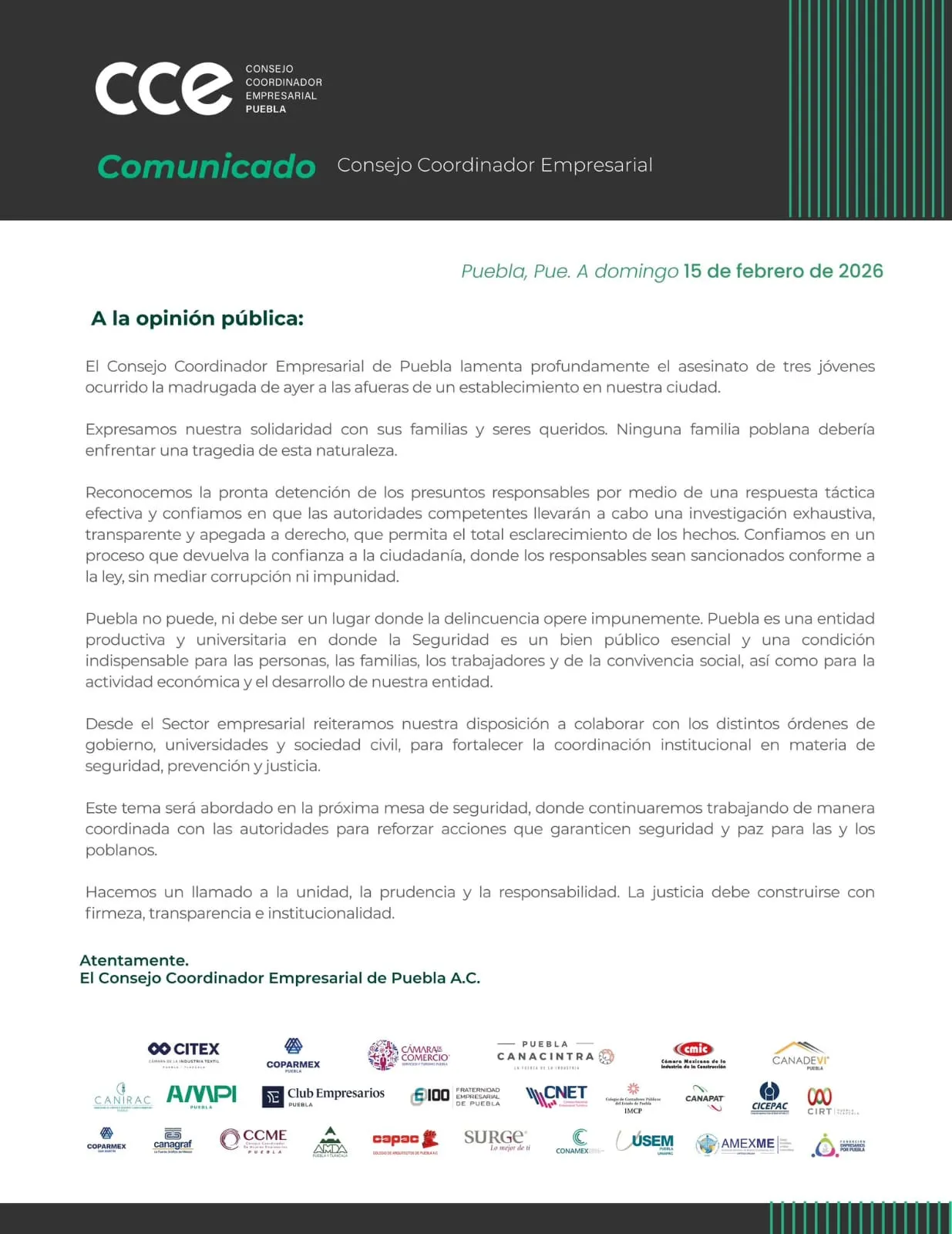 CCE y organismos empresariales condenaron la balacera en la Sala El Despecho