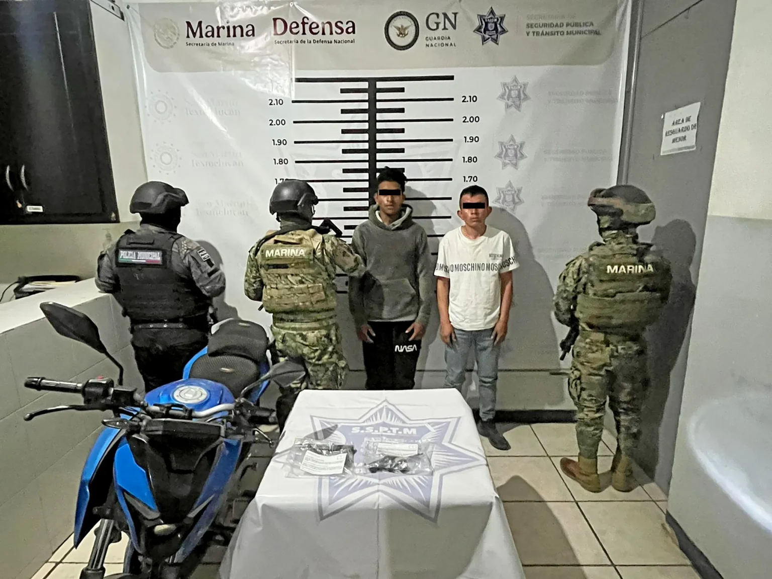 Seguridad Pública de Texmelucan y Marina aseguran a 2 sujetos