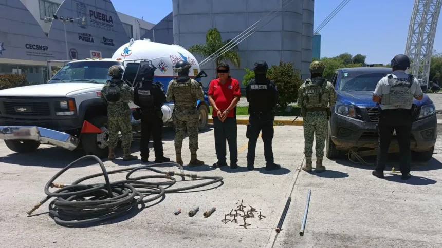 SSP de Puebla detiene a un hombre con más de 4 mil litros de gas LP ilegal