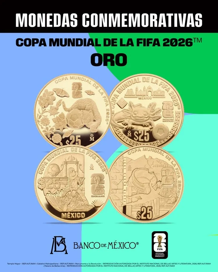Banxico lanza la colección del Mundial 2026 De los 20 pesos al oro puro