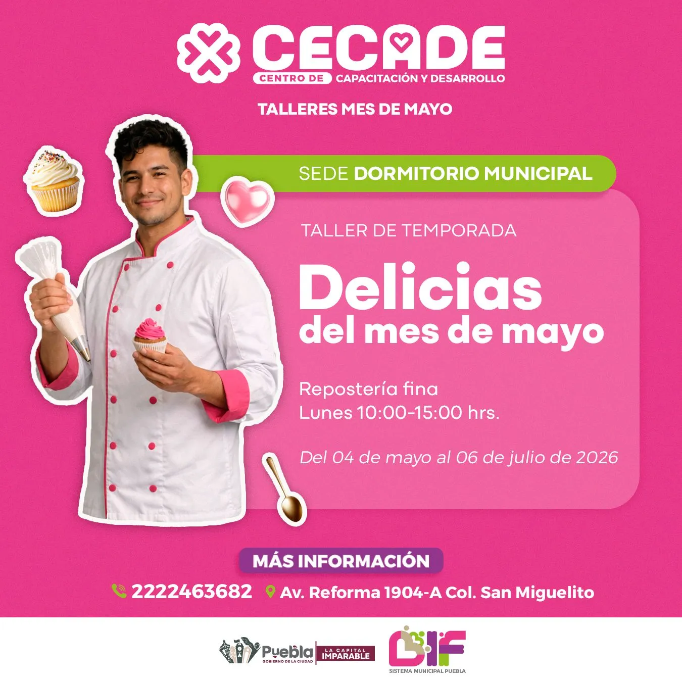 Habilita DIF Puebla Capital talleres de mayo en el CECADE
