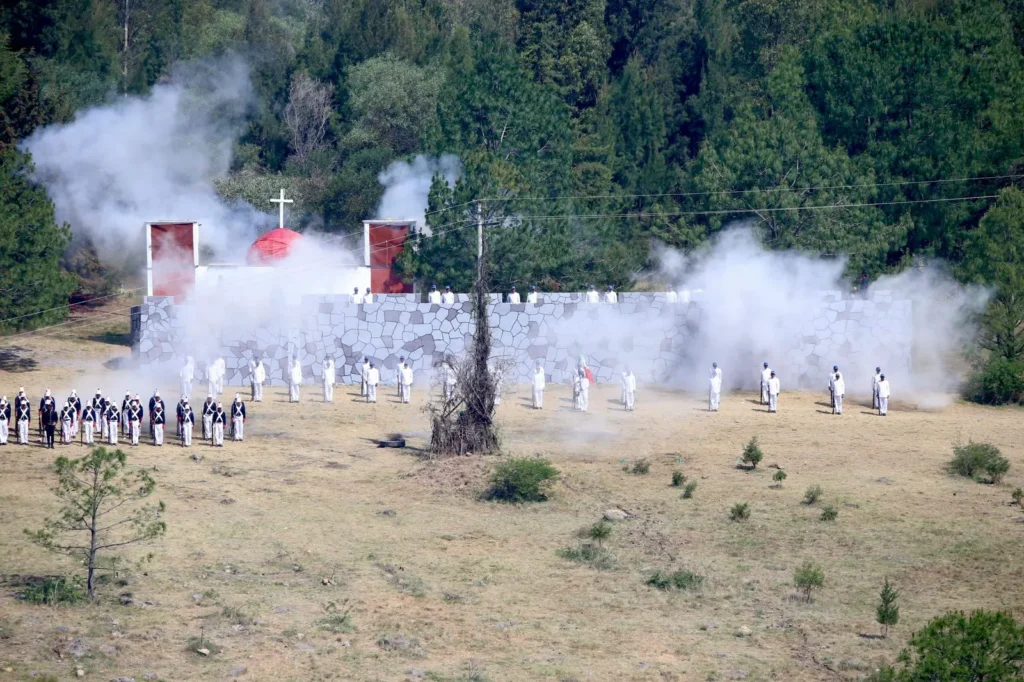 Representación de la Batalla de Puebla conmemora su 164 aniversario en la 25 Zona Militar
