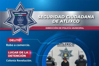 Detiene Policía Municipal de Atlixco a hombre por robo en comercio