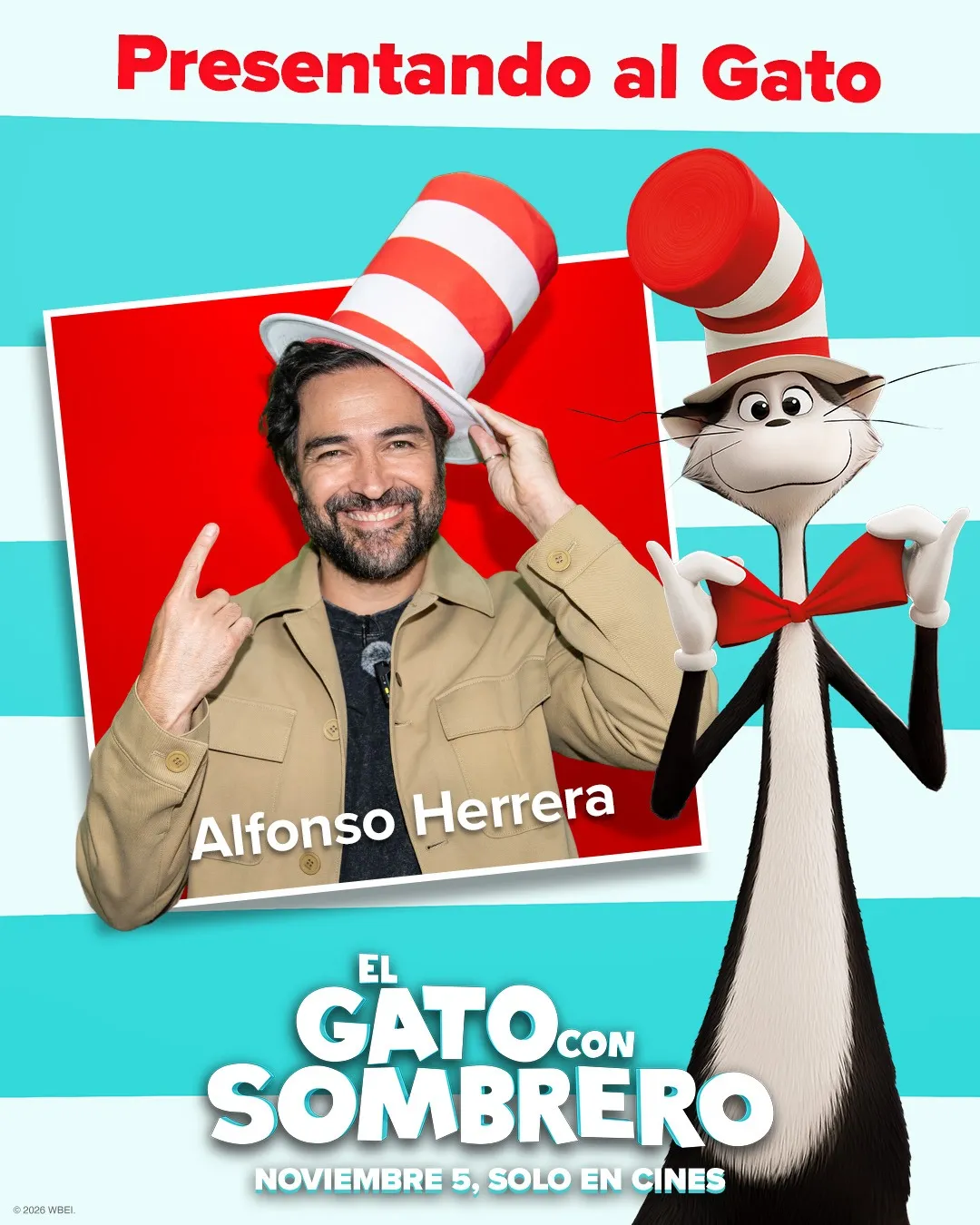 El actor mexicano Alfonso Herrera da voz en español a El Gato para “El gato con sombrero”.