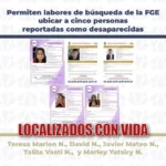 Permiten labores de búsqueda de la FGE ubicar a cinco personas reportadas como desaparecidas
