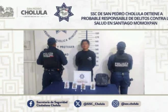 SSC de San Pedro Cholula detiene a probable responsable de delitos contra la salud en Santiago Momoxpan