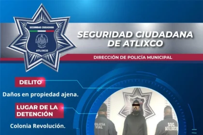 Conductor en estado inconveniente, detenido tras provocar accidente en Atlixco