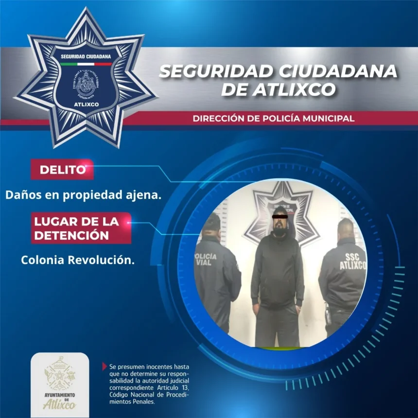 Conductor en estado inconveniente, detenido tras provocar accidente en Atlixco