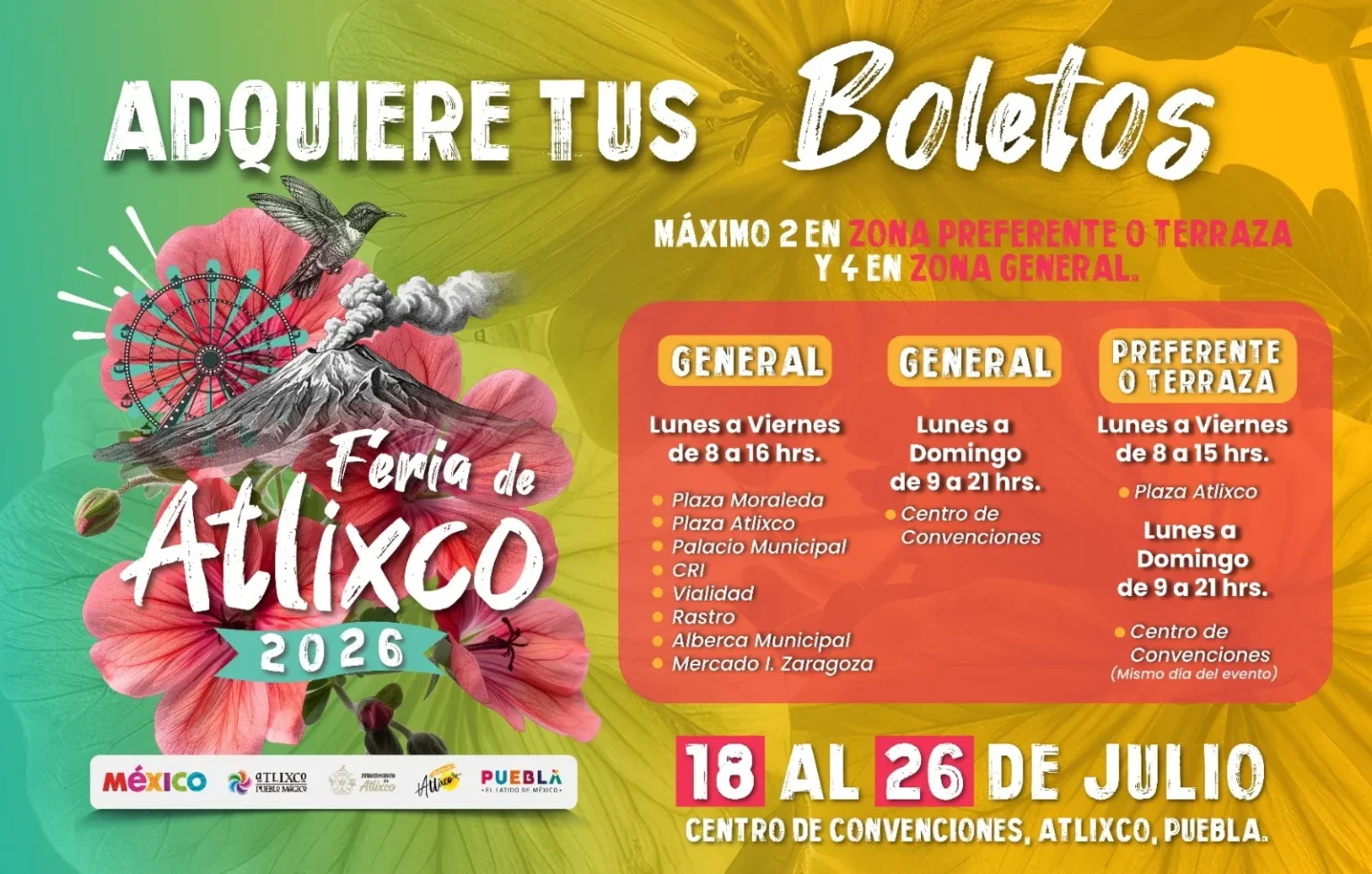 La Feria de Atlixco ya está aquí; conoce los puntos de venta de los boletos
