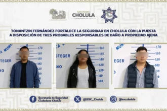 Tonantzin Fernández fortalece la seguridad en Cholula con la puesta a disposición de tres probables responsables de daño a propiedad ajena