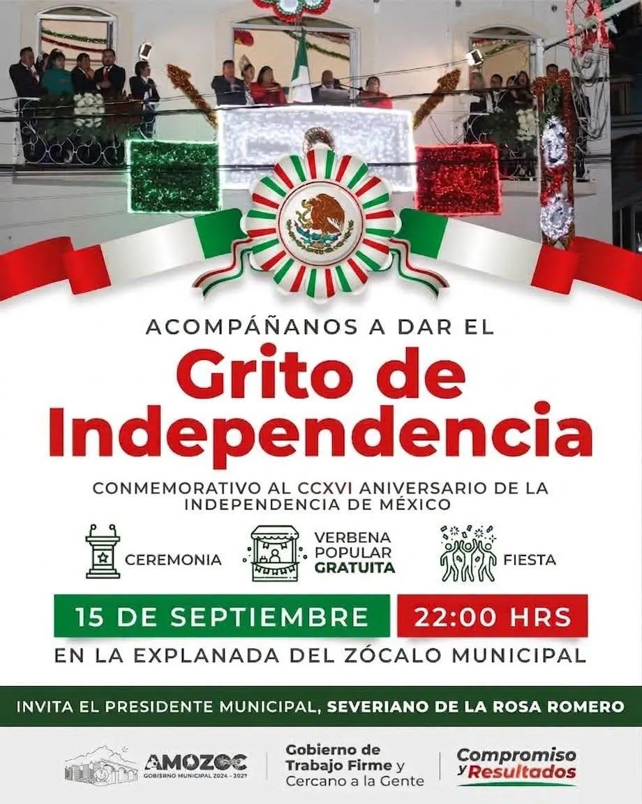 Amozoc está listo para celebrar las Fiestas Patrias con el Grito de Independencia y una gran Noche Mexicana