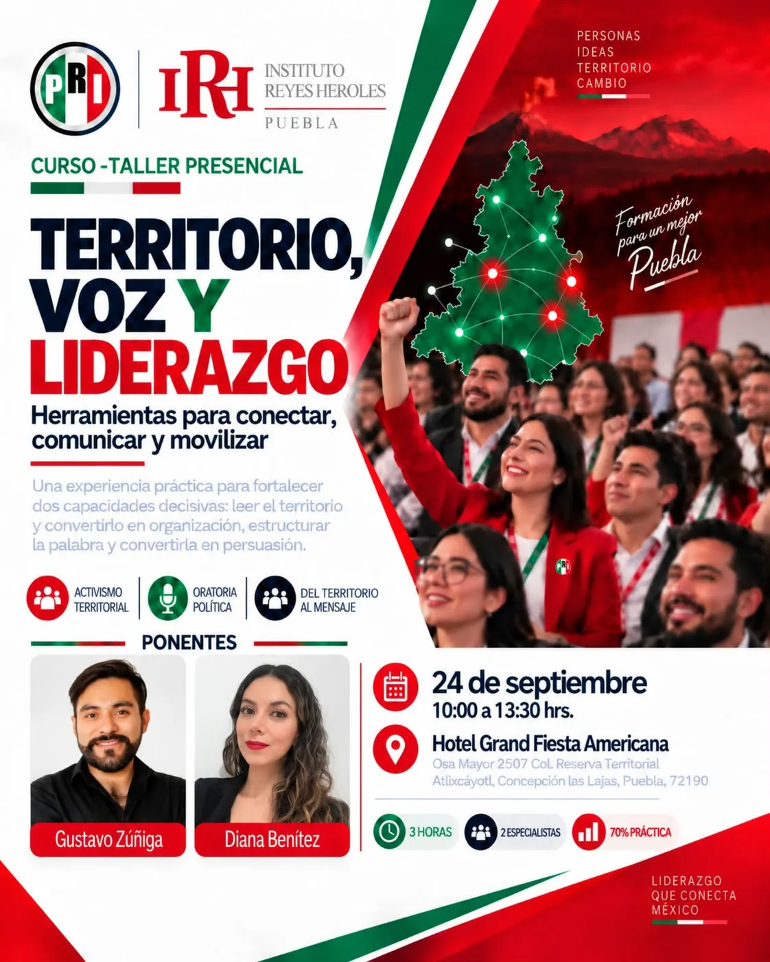 Fortalece PRI Puebla a liderazgos mediante la capacitación