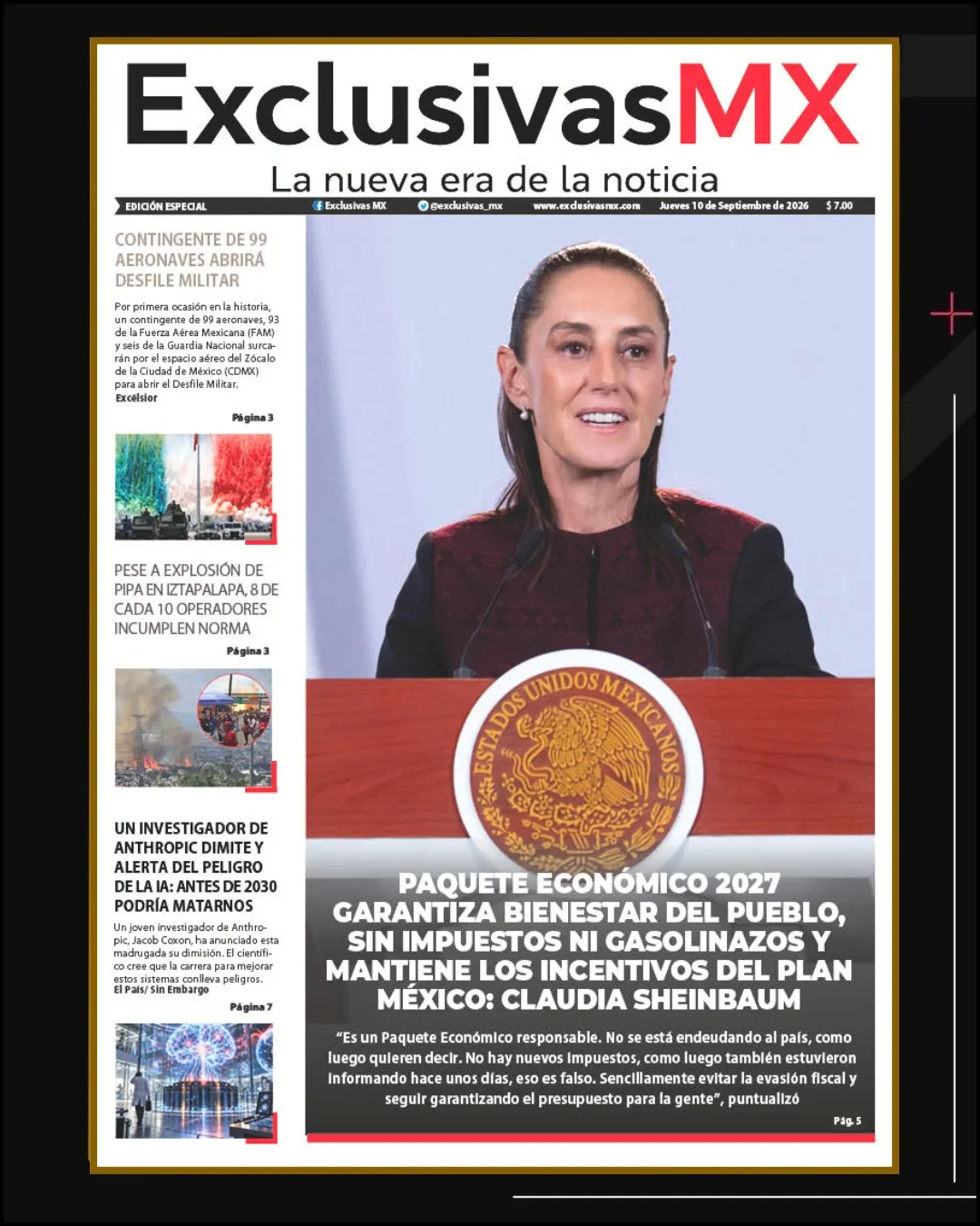 PORTADA MÉXICO 10 DE SEPTIEMBRE