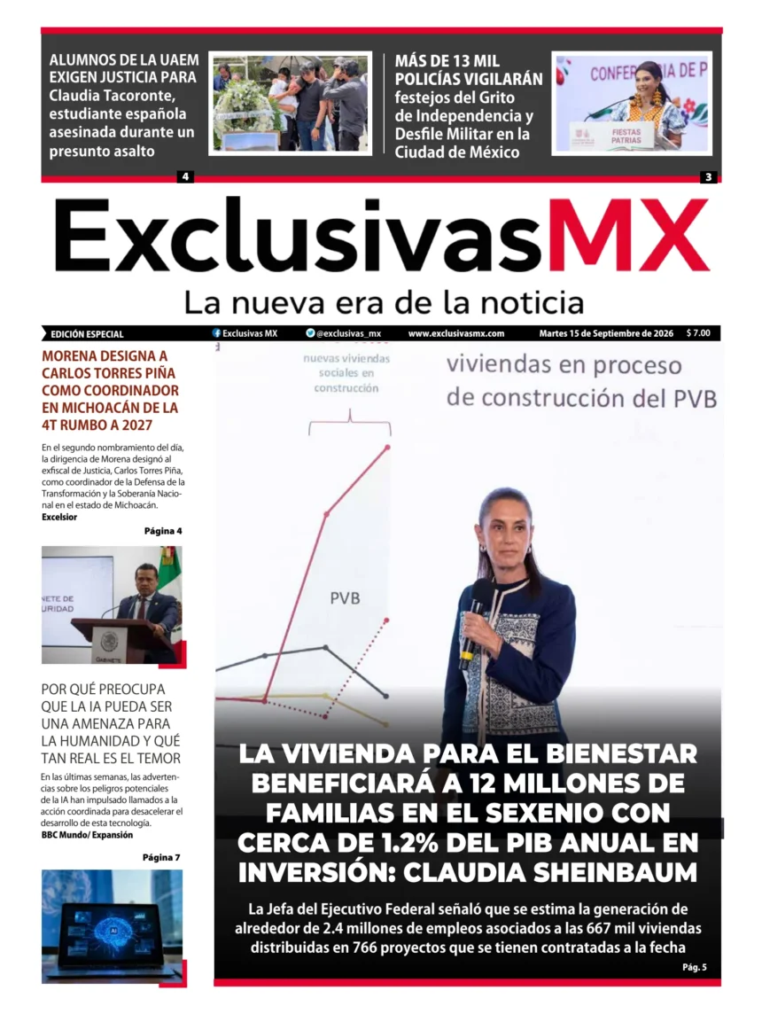 PORTADA MÉXICO 15 DE SEPTIEMBRE