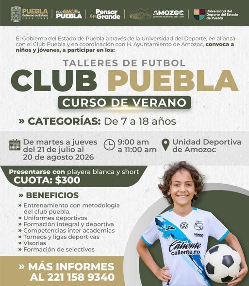 Amozoc impulsa el talento deportivo con el Curso de Verano de los Talleres de Fútbol Club Puebla